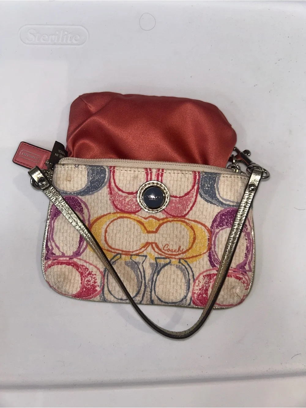Coach Y2K Scribble Wristlet. EUC. Pink Hangtag.
